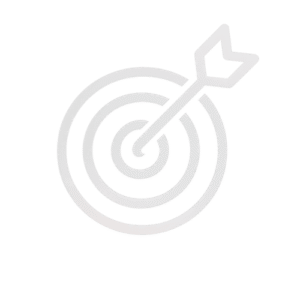 Icono lineal blanco de un blanco de tiro con una flecha clavada en el centro.